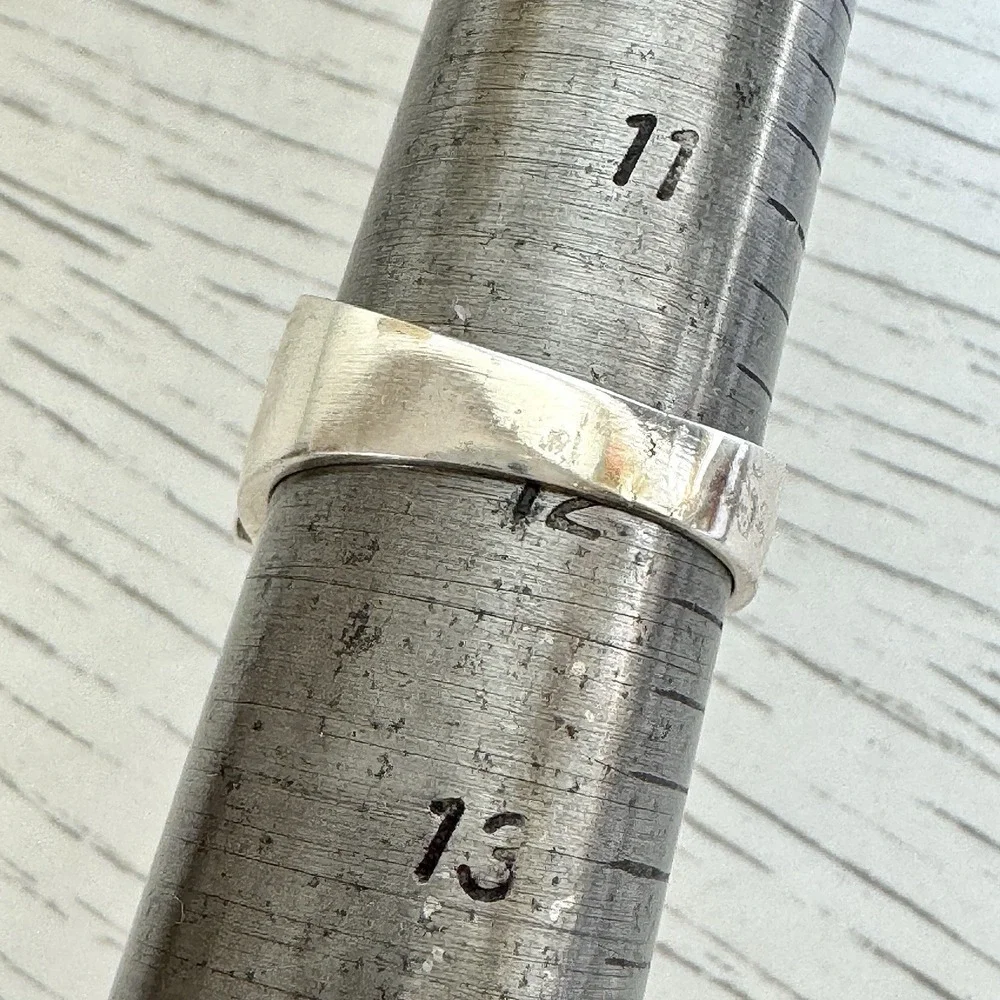 Navajo Mens Inlay Ring Turquoise Inlay Sz 12 Band 15mm Signed Tsosie Native Amer